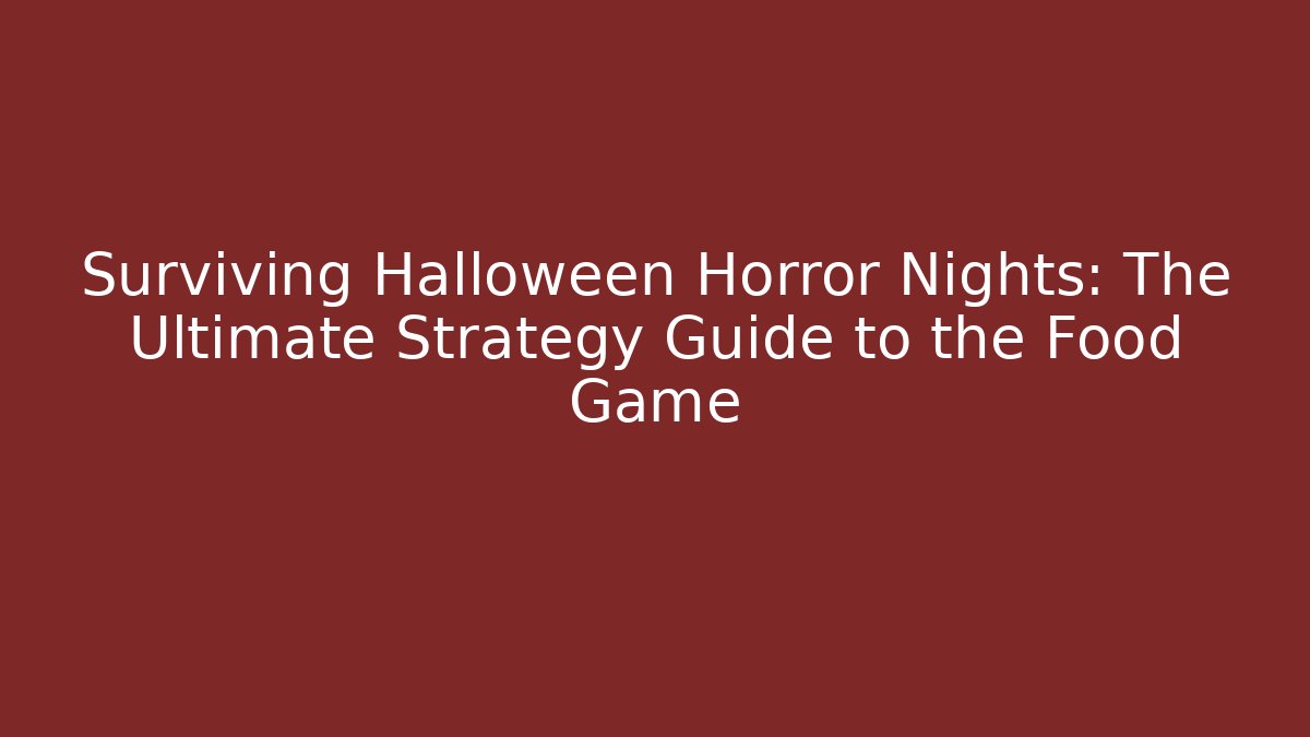 Surviving Halloween Horror Nights: The Ultimate Strategy Guide to the Food Game