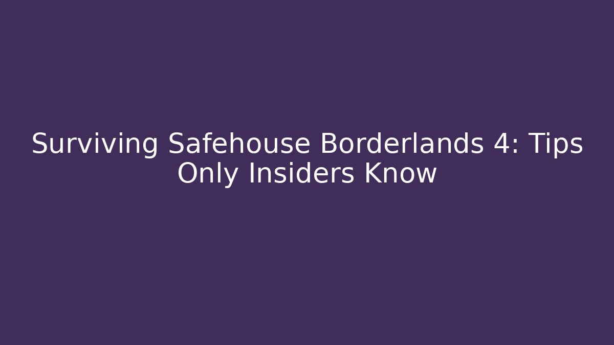 Surviving Safehouse Borderlands 4: Tips Only Insiders Know - Critter Realm