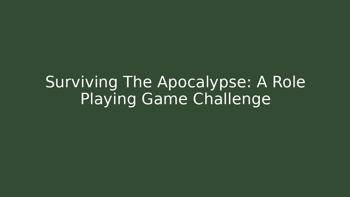 Surviving The Apocalypse: A Role Playing Game Challenge - Critter Realm