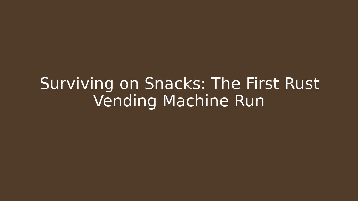 Surviving on Snacks: The First Rust Vending Machine Run
