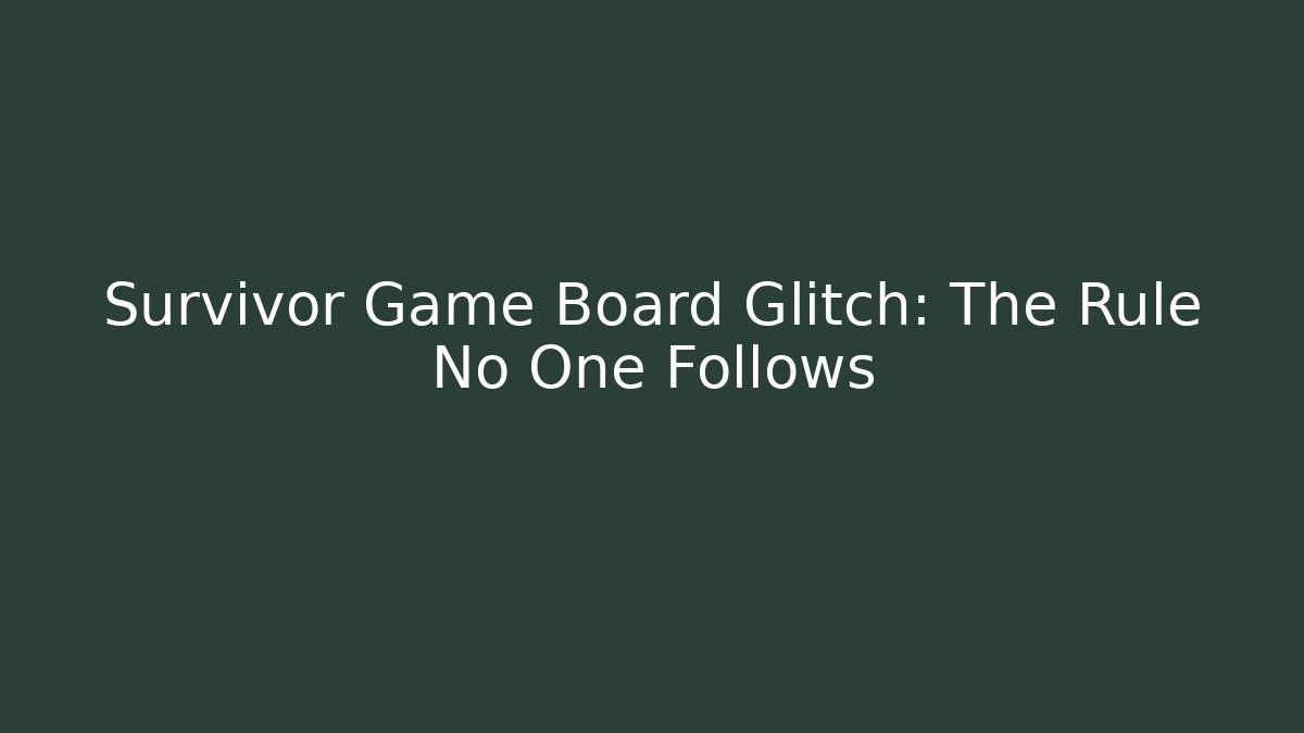 Survivor Game Board Glitch: The Rule No One Follows