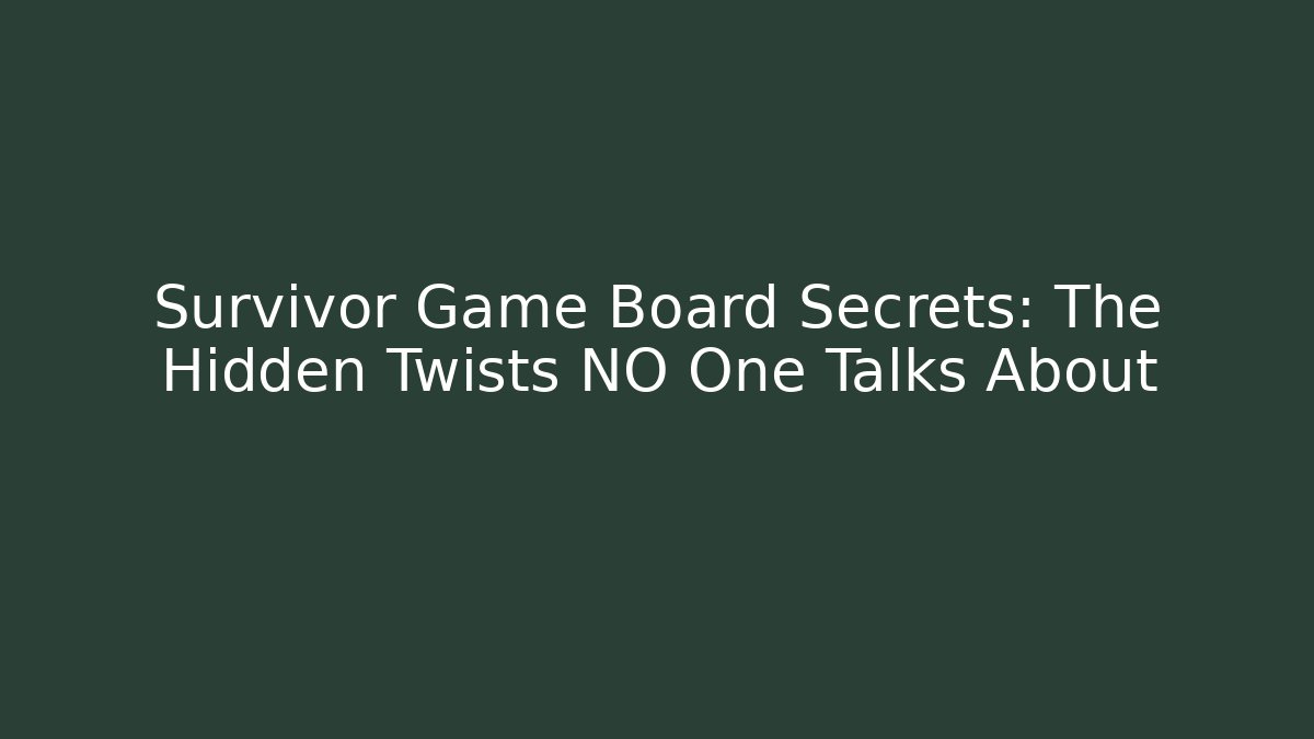 Survivor Game Board Secrets: The Hidden Twists NO One Talks About - Critter Realm