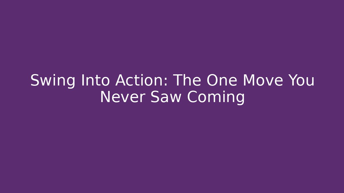 Swing Into Action: The One Move You Never Saw Coming - Critter Realm