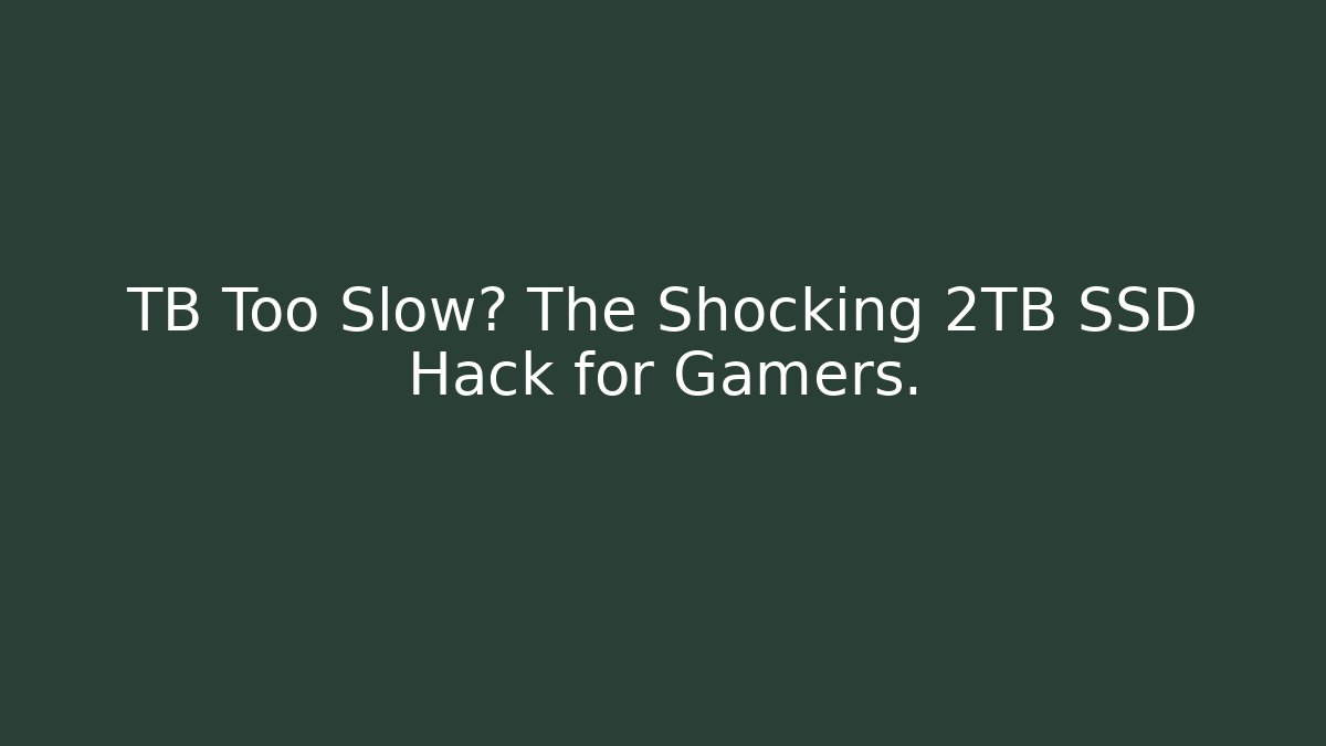 TB Too Slow? The Shocking 2TB SSD Hack for Gamers. - Critter Realm