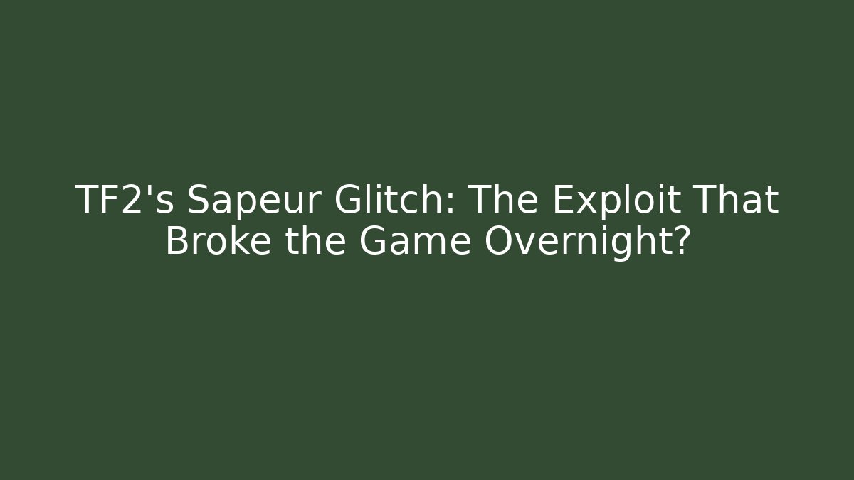 TF2's Sapeur Glitch: The Exploit That Broke the Game Overnight?