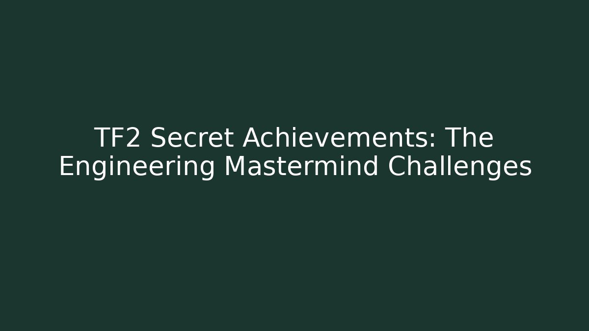 TF2 Secret Achievements: The Engineering Mastermind Challenges