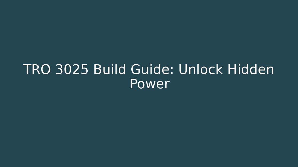 TRO 3025 Build Guide: Unlock Hidden Power - Critter Realm