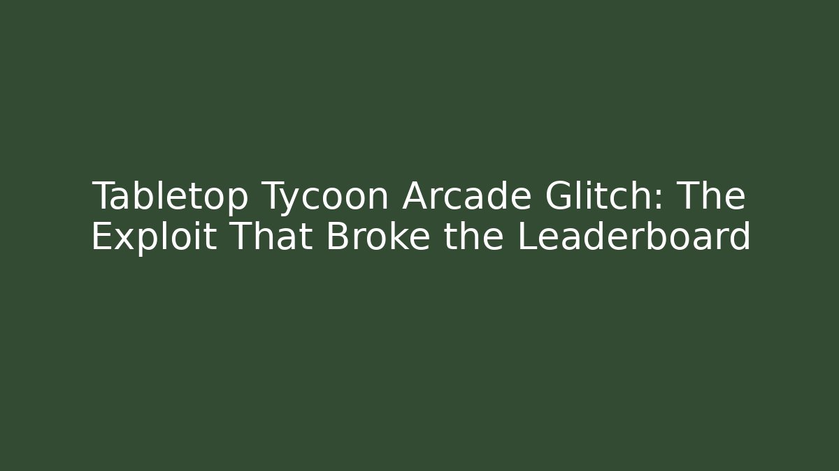 Tabletop Tycoon Arcade Glitch: The Exploit That Broke the Leaderboard