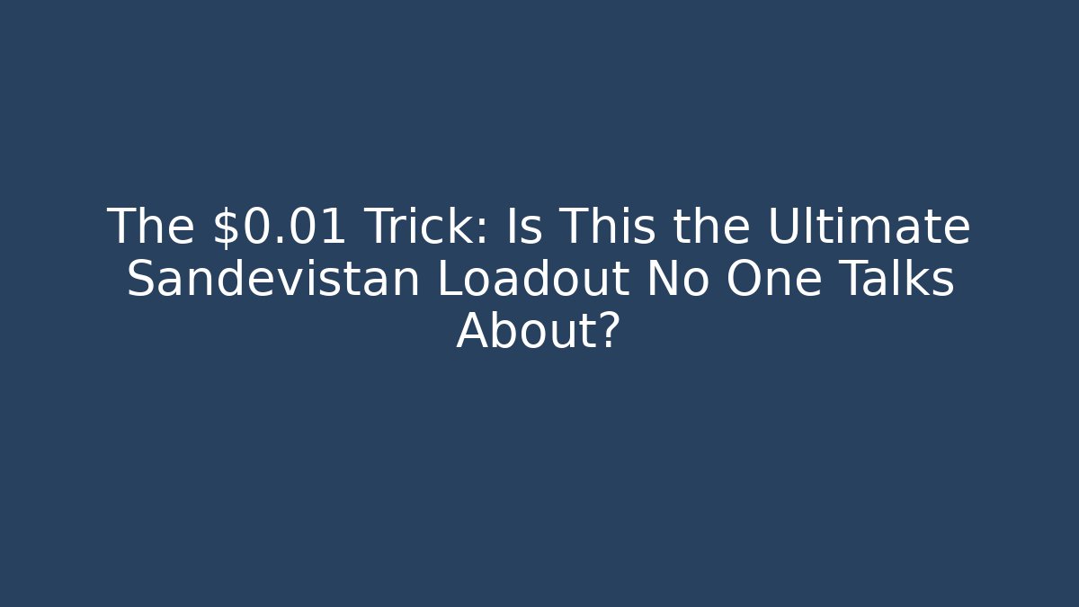 The $0.01 Trick: Is This the Ultimate Sandevistan Loadout No One Talks About?