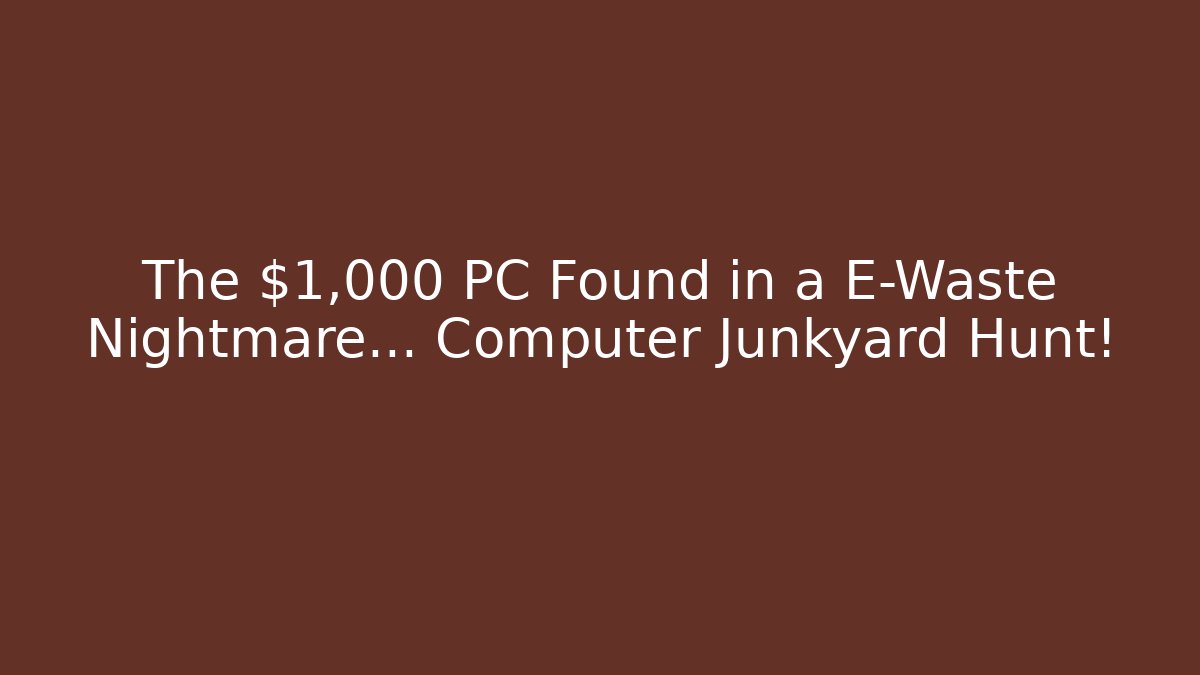The $1,000 PC Found in a E-Waste Nightmare... Computer Junkyard Hunt!