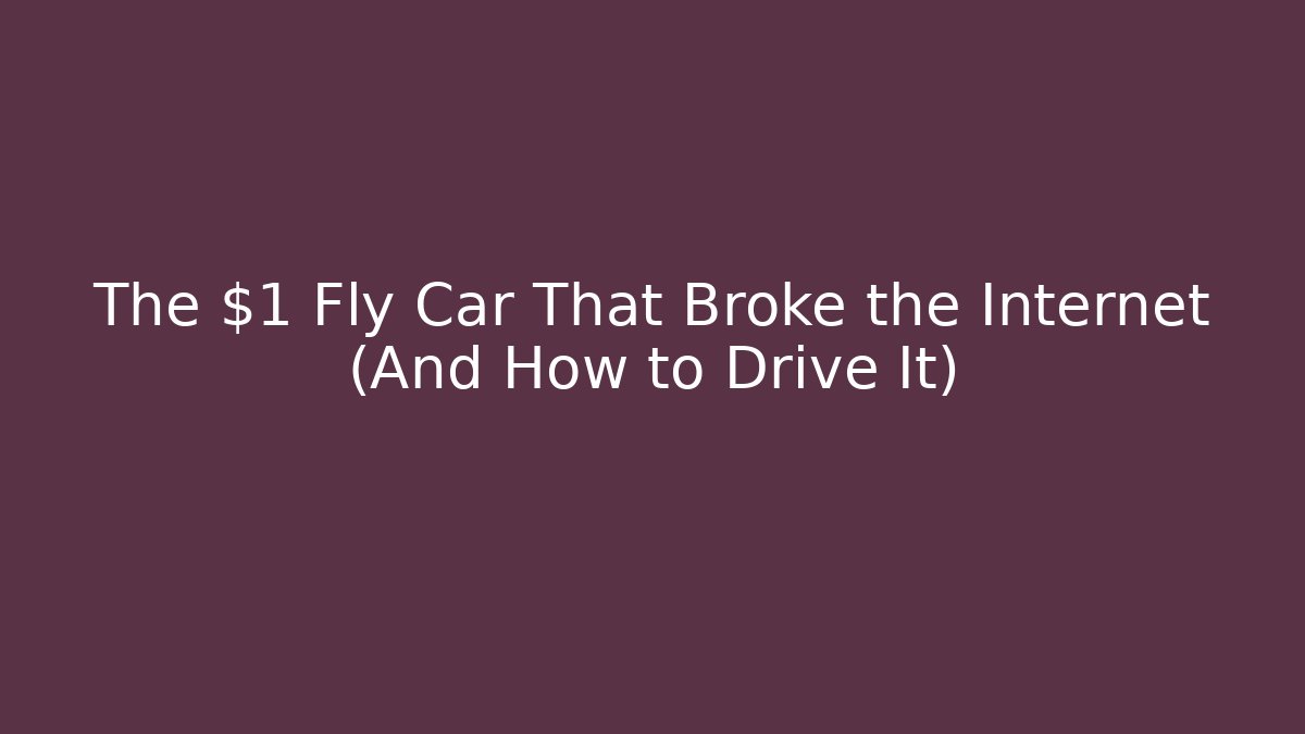 The $1 Fly Car That Broke the Internet (And How to Drive It)