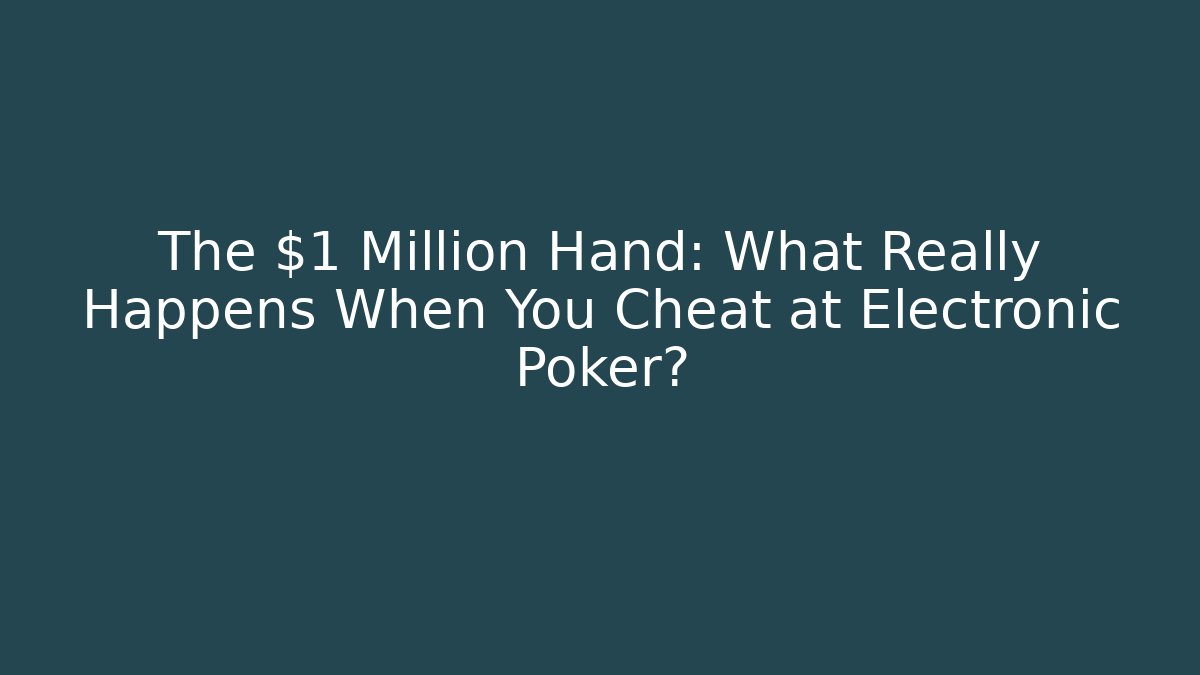 The $1 Million Hand: What Really Happens When You Cheat at Electronic Poker?