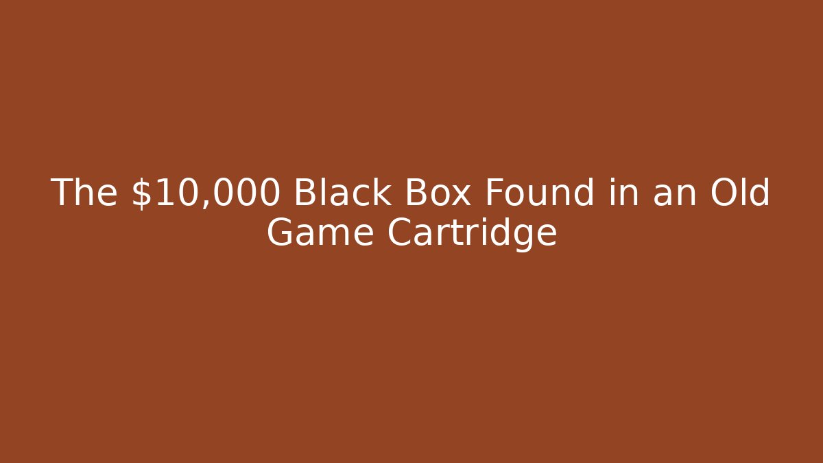 The $10,000 Black Box Found in an Old Game Cartridge