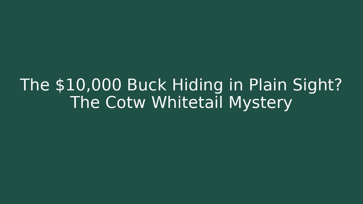 The $10,000 Buck Hiding in Plain Sight? The Cotw Whitetail Mystery