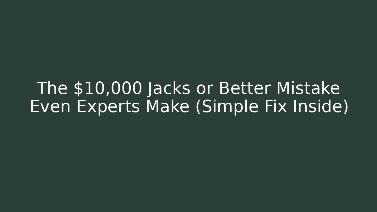 The $10,000 Jacks or Better Mistake Even Experts Make (Simple Fix Inside) - Critter Realm