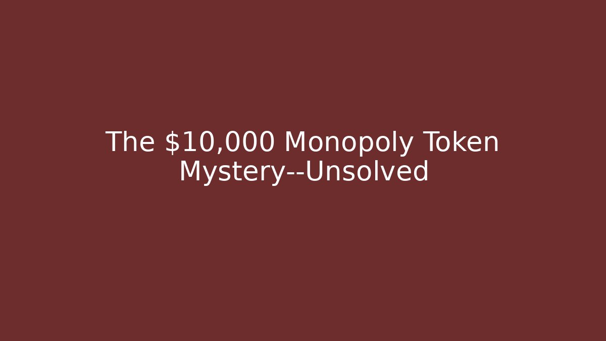 The $10,000 Monopoly Token Mystery—Unsolved