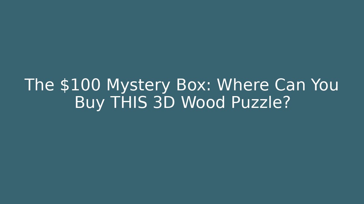 The $100 Mystery Box: Where Can You Buy THIS 3D Wood Puzzle?