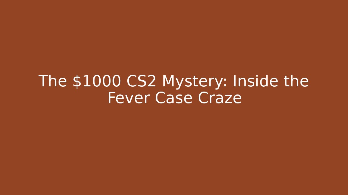The $1000 CS2 Mystery: Inside the Fever Case Craze
