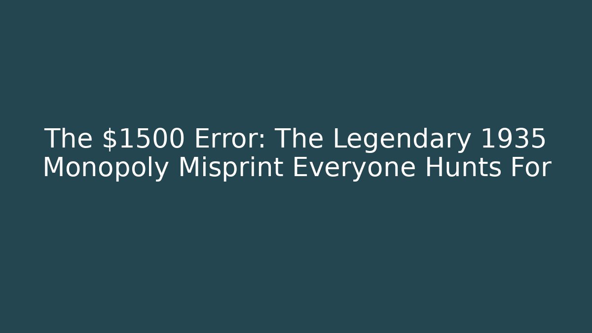 The $1500 Error: The Legendary 1935 Monopoly Misprint Everyone Hunts For