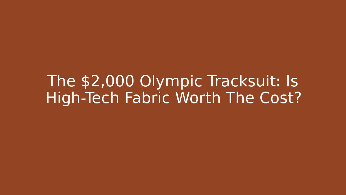 The $2,000 Olympic Tracksuit: Is High-Tech Fabric Worth The Cost?