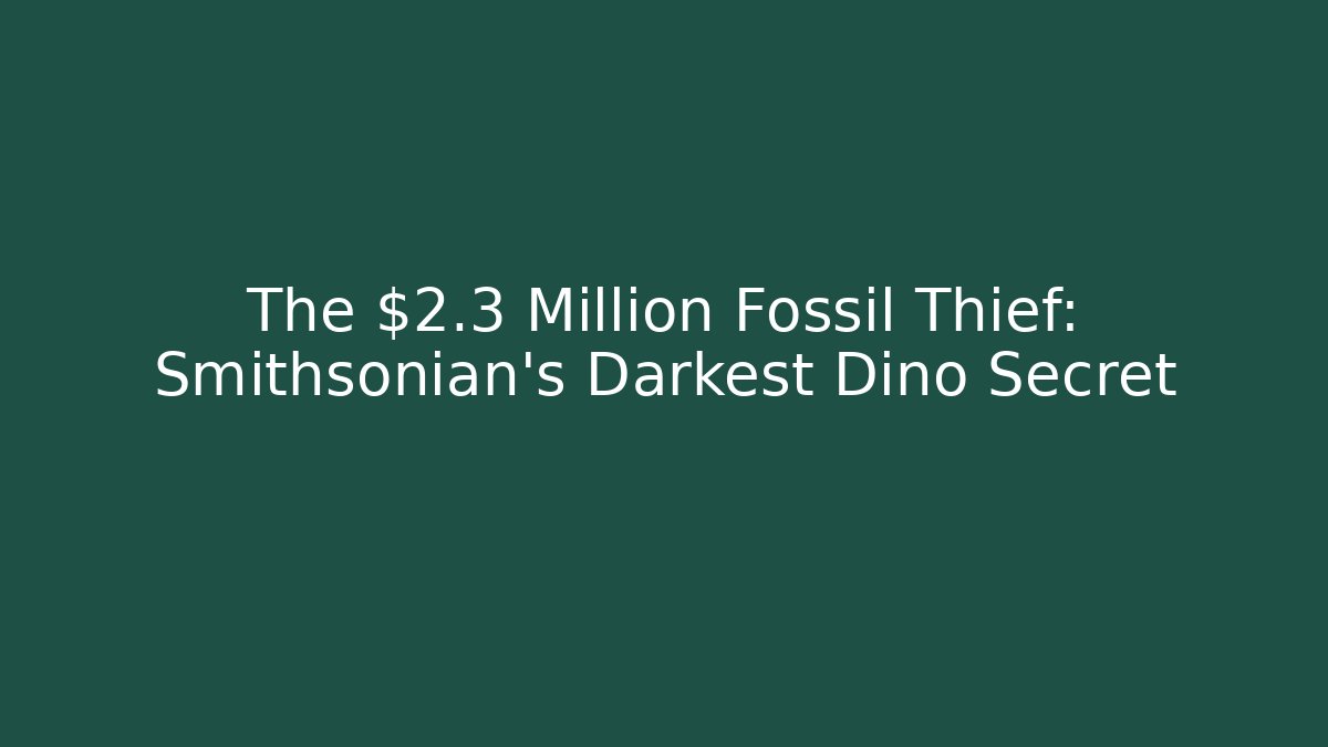 The $2.3 Million Fossil Thief: Smithsonian's Darkest Dino Secret