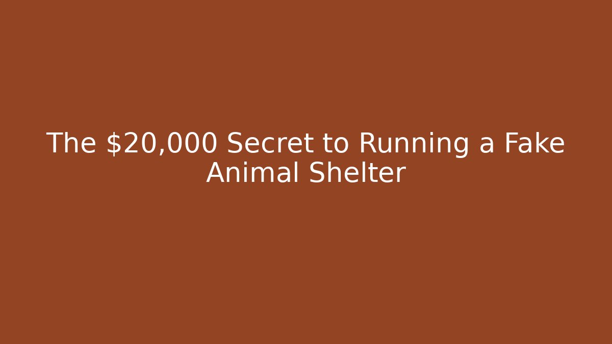 The $20,000 Secret to Running a Fake Animal Shelter