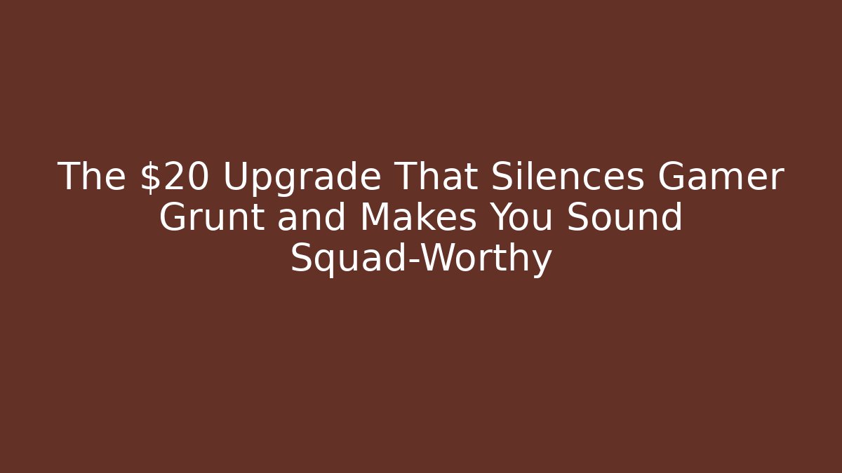 The $20 Upgrade That Silences Gamer Grunt and Makes You Sound Squad-Worthy