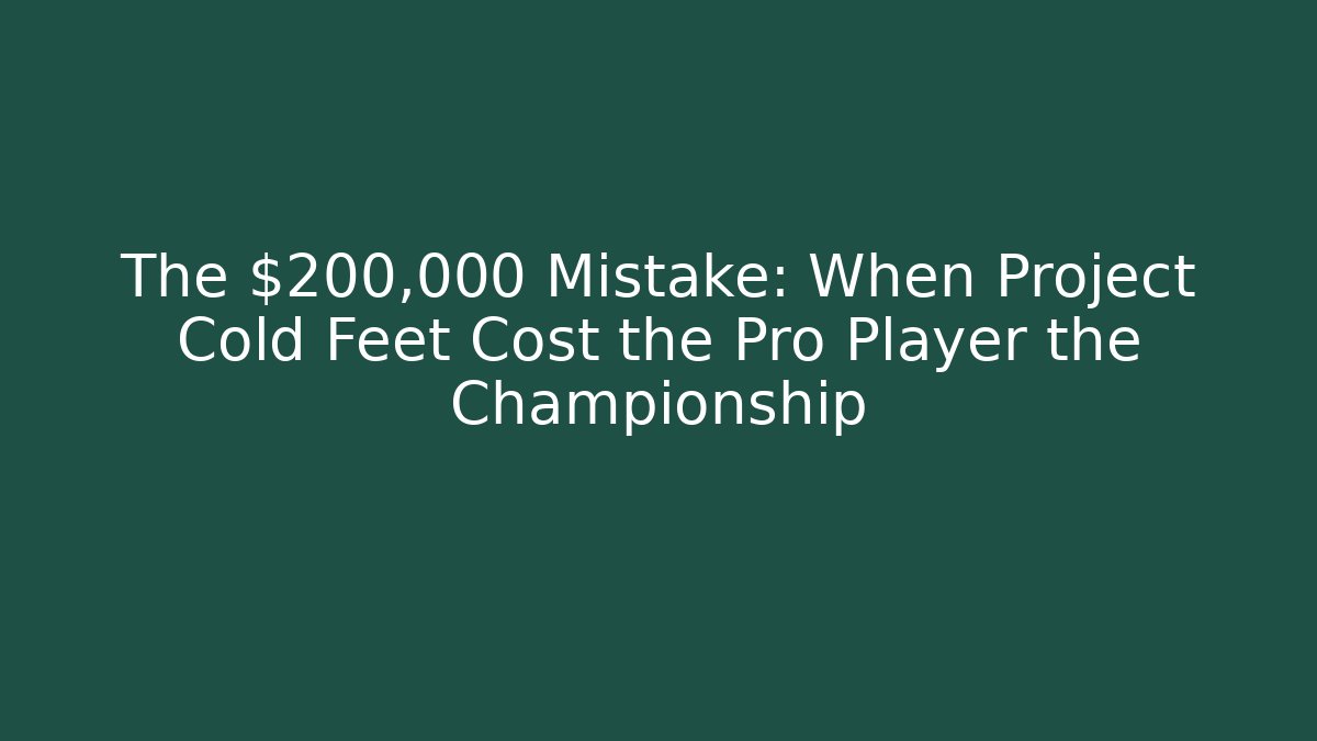 The $200,000 Mistake: When Project Cold Feet Cost the Pro Player the Championship