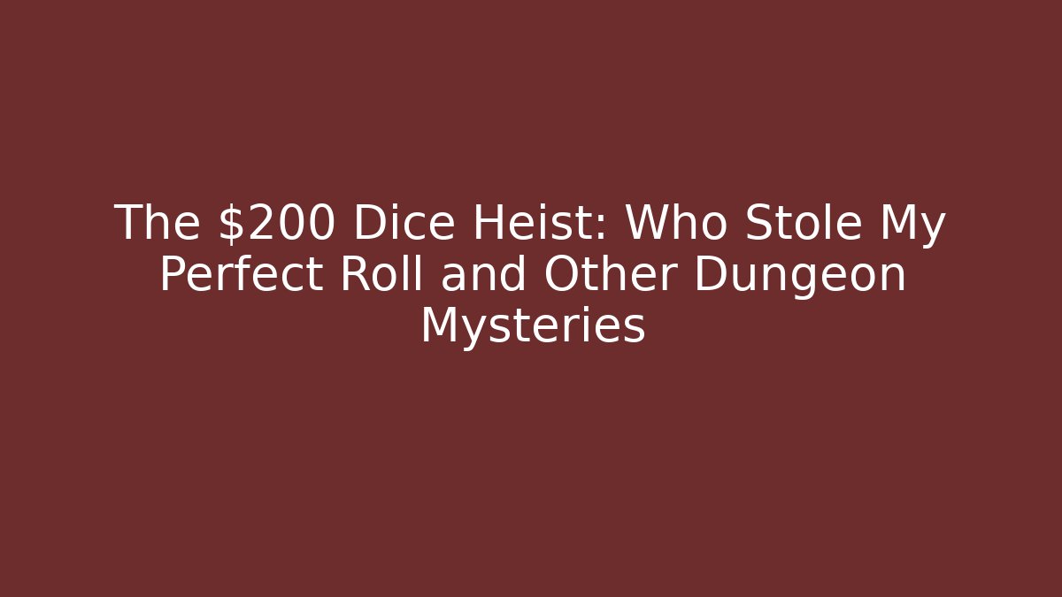 The $200 Dice Heist: Who Stole My Perfect Roll and Other Dungeon Mysteries