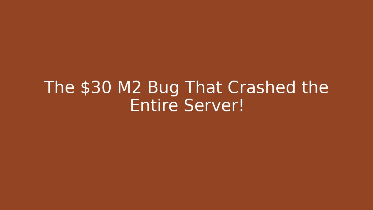 The $30 M2 Bug That Crashed the Entire Server! - Critter Realm