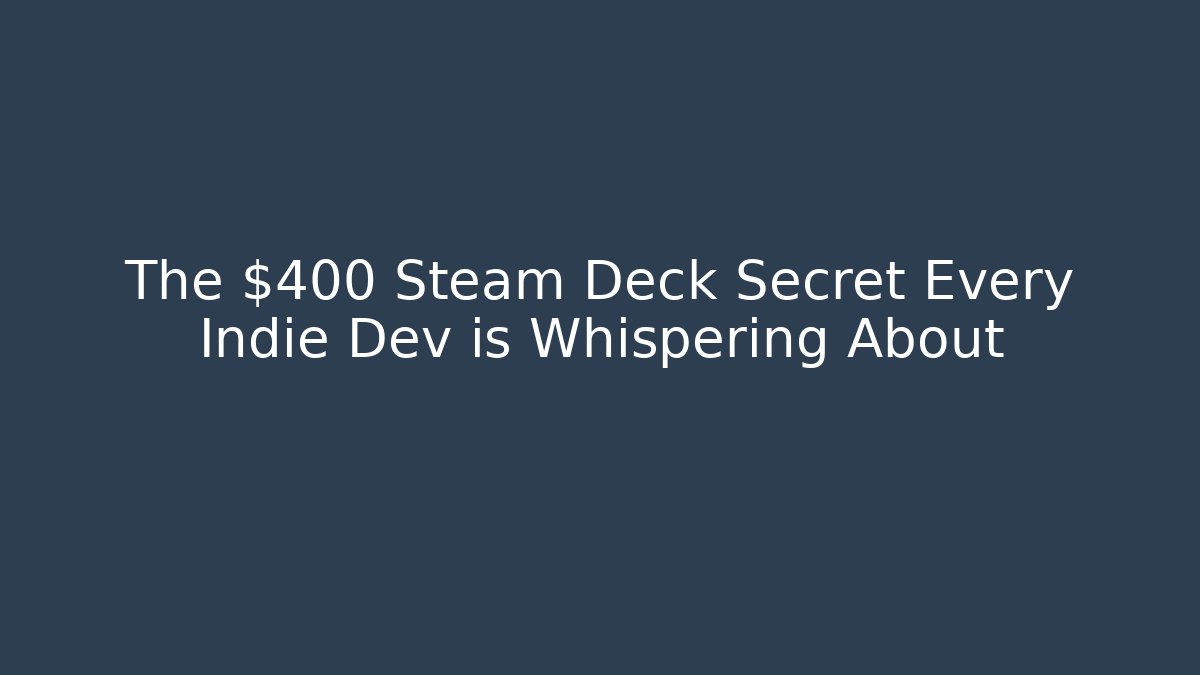 The $400 Steam Deck Secret Every Indie Dev is Whispering About