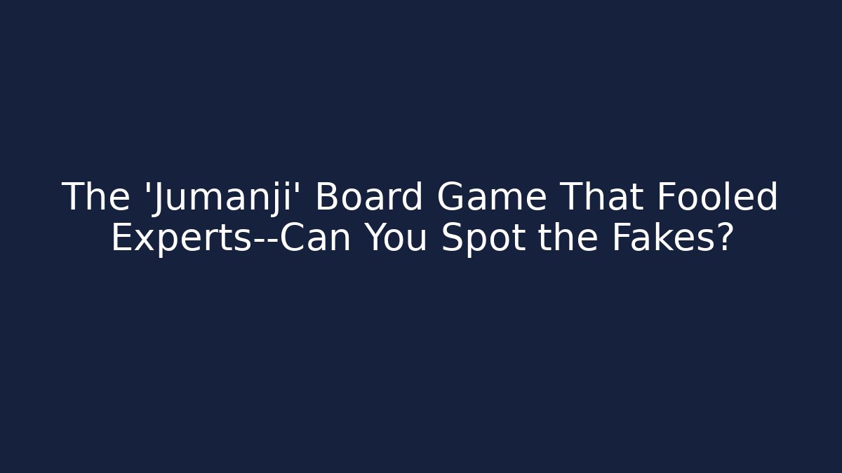 The 'Jumanji' Board Game That Fooled Experts—Can You Spot the Fakes?