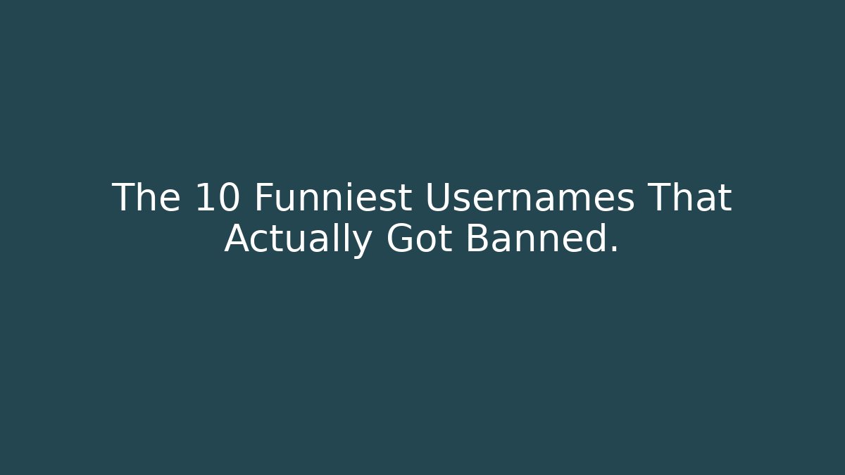 The 10 Funniest Usernames That Actually Got Banned.