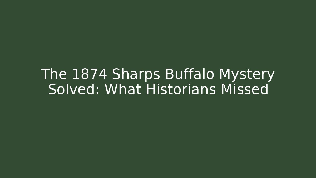 The 1874 Sharps Buffalo Mystery Solved: What Historians Missed