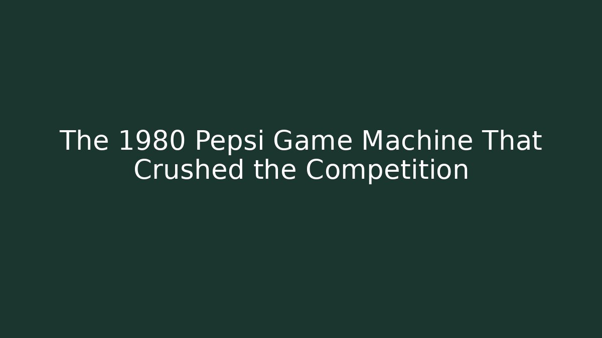 The 1980 Pepsi Game Machine That Crushed the Competition
