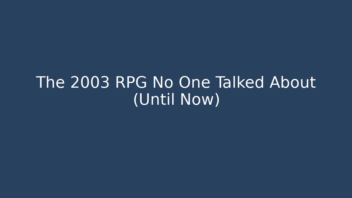 The 2003 RPG No One Talked About (Until Now) - Critter Realm