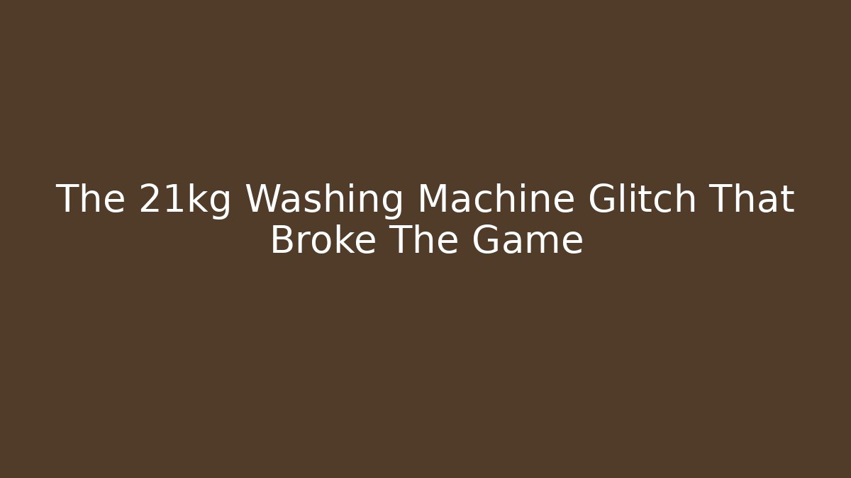 The 21kg Washing Machine Glitch That Broke The Game