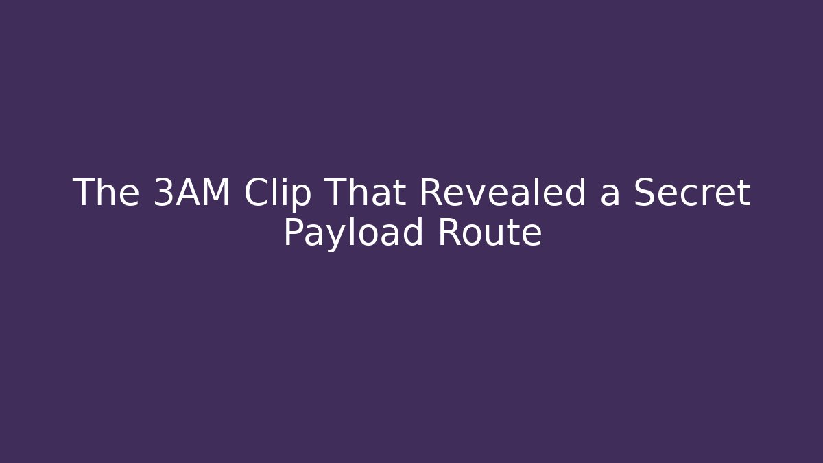The 3AM Clip That Revealed a Secret Payload Route - Critter Realm