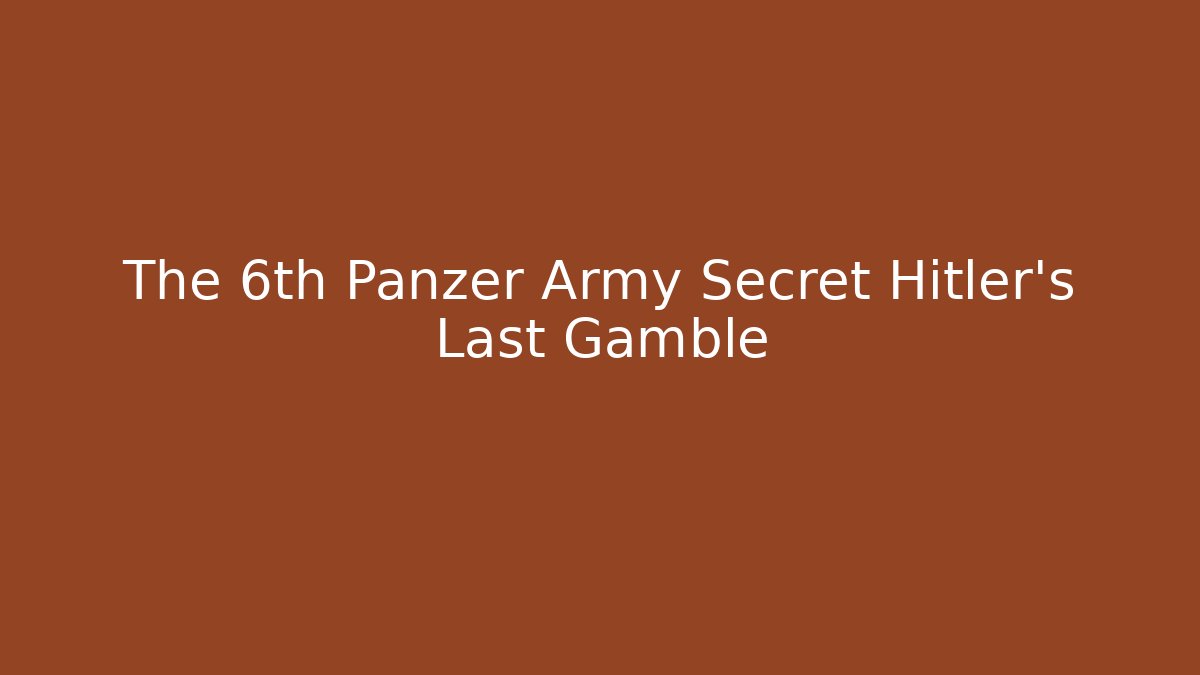 The 6th Panzer Army Secret Hitler's Last Gamble - Critter Realm