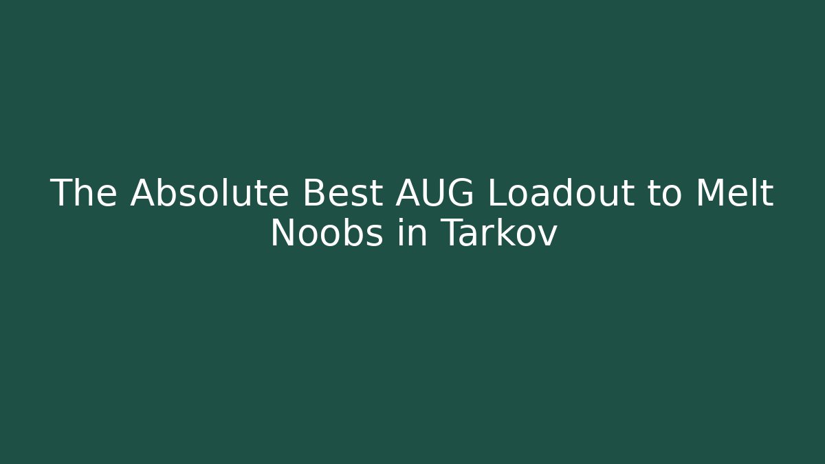 The Absolute Best AUG Loadout to Melt Noobs in Tarkov