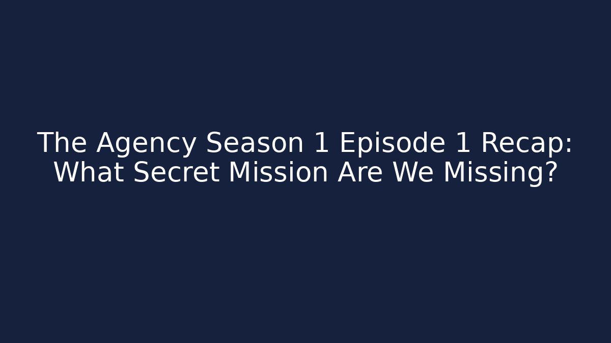 The Agency Season 1 Episode 1 Recap: What Secret Mission Are We Missing?