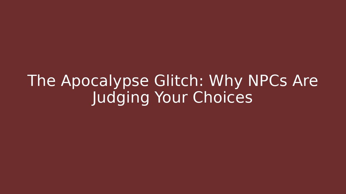 The Apocalypse Glitch: Why NPCs Are Judging Your Choices
