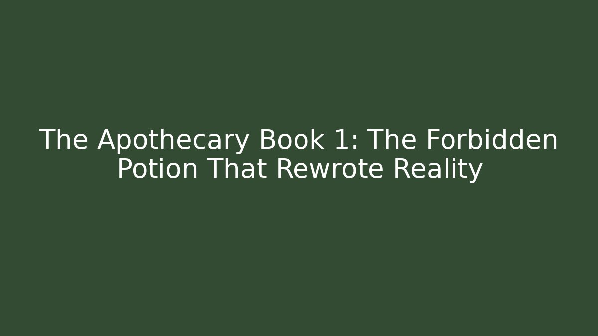 The Apothecary Book 1: The Forbidden Potion That Rewrote Reality