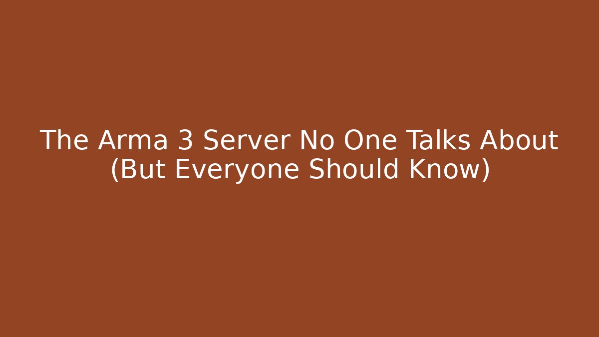 The Arma 3 Server No One Talks About (But Everyone Should Know) - Critter Realm