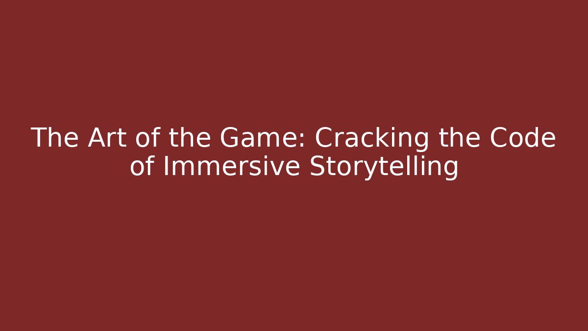 The Art of the Game: Cracking the Code of Immersive Storytelling - Critter Realm