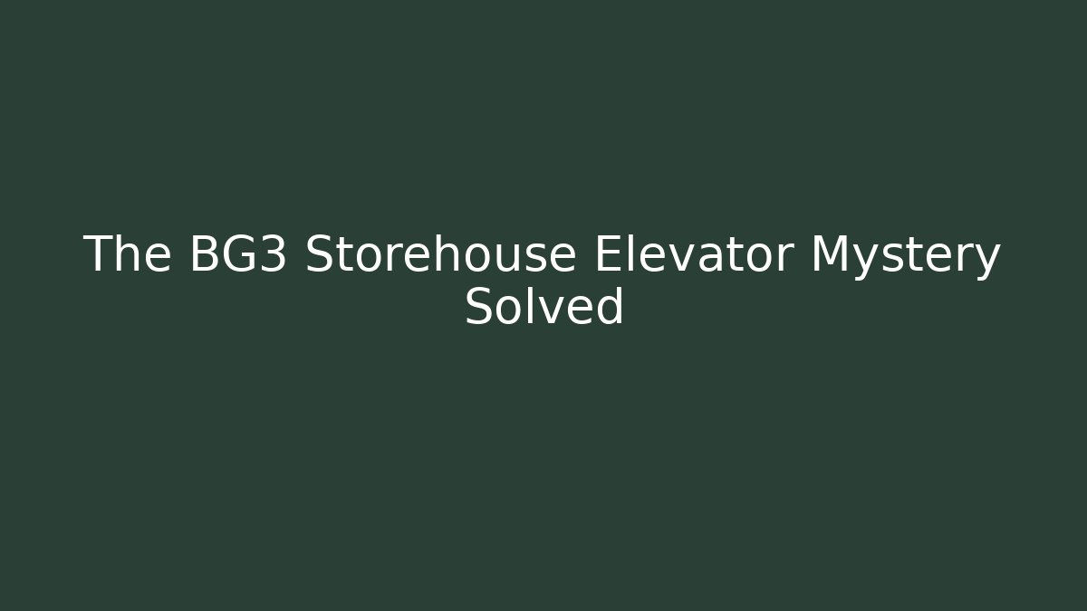 The BG3 Storehouse Elevator Mystery Solved