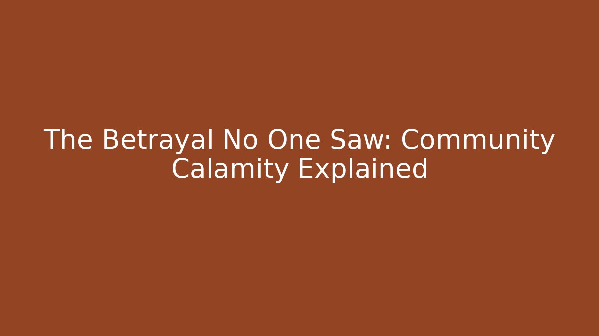 The Betrayal No One Saw: Community Calamity Explained