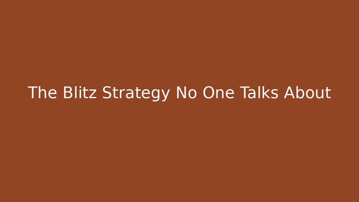 The Blitz Strategy No One Talks About - Critter Realm