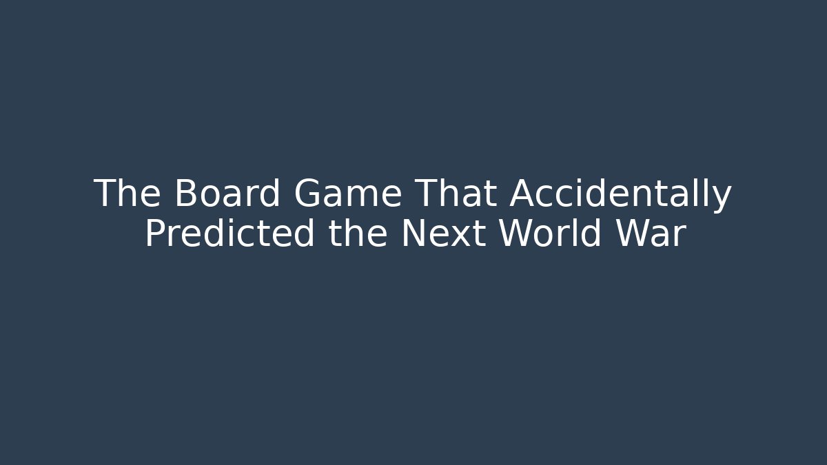 The Board Game That Accidentally Predicted the Next World War