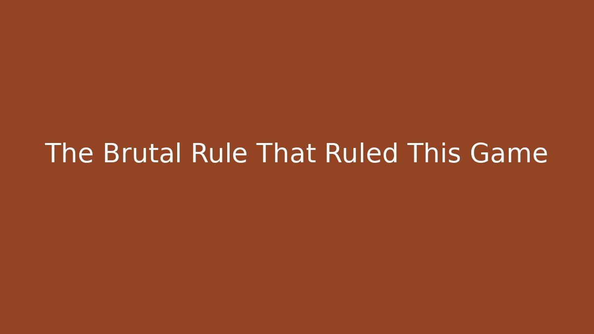 The Brutal Rule That Ruled This Game - Critter Realm